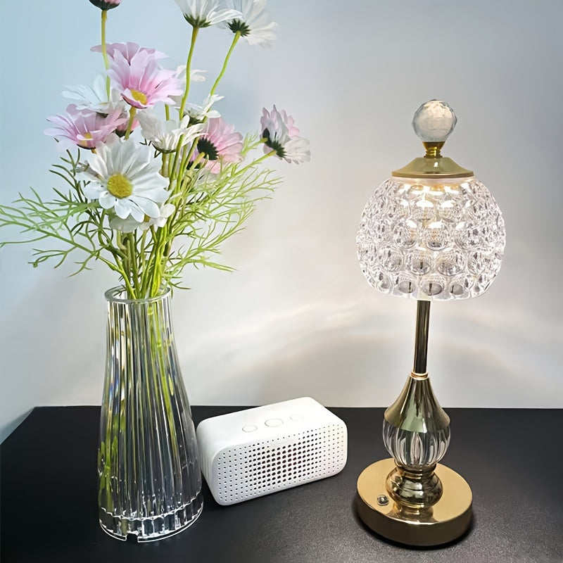 Crystal Touch Tischlampe | Wiederaufladbare LED-Nachttischlampe