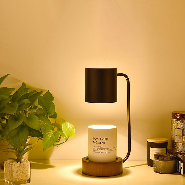 Lampada Scaldacandele Minimalista Giapponese | Base in Legno Sciogli-cera Dimmerabile