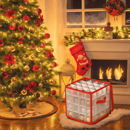 Scatola porta decorazioni trasparente in plastica per Natale