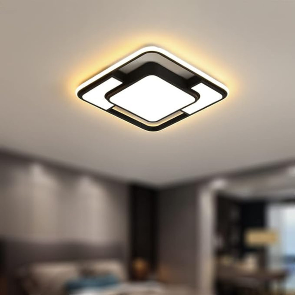 Luz de Teto LED com Controlo Remoto | Design Geométrico Moderno