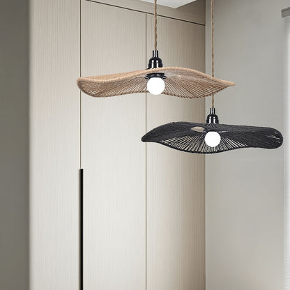 Pantalla de luz de techo de cuerda de papel tejida a mano | Diseño artístico natural