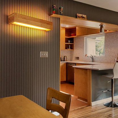 Lampă de perete LED modernă din lemn | Iluminat minimalist pentru dormitor și living
