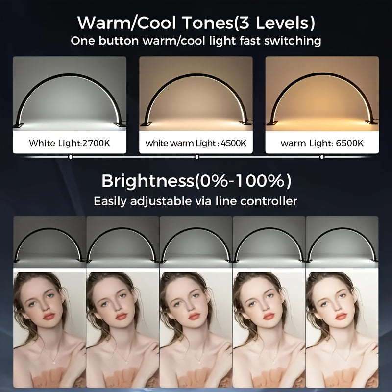 Lámpara de Escritorio LED Luna Creciente | Luz Metálica Ajustable con USB