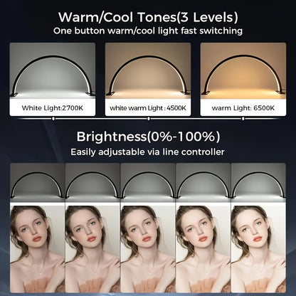 Lámpara de Escritorio LED Luna Creciente | Luz Metálica Ajustable con USB