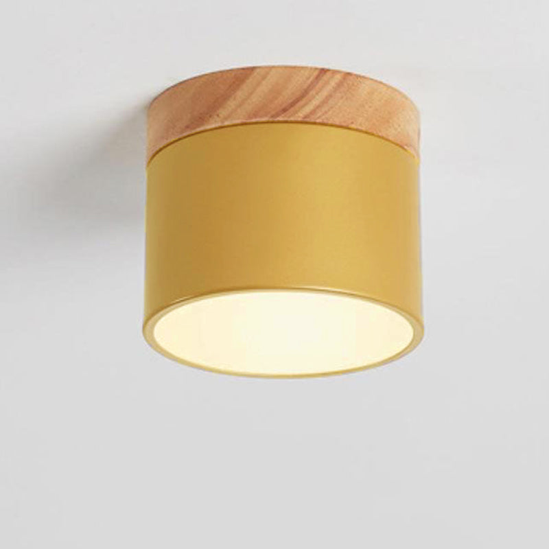Skandinavische Macaron LED-Deckenleuchte | Holz-Akzent Aufbaustrahler