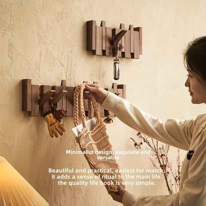 Ganchos de Pared de Madera | Perchero Plegable con Diseño de Teclas de Piano