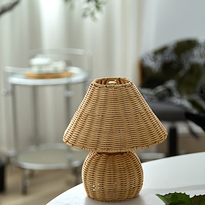 Schreibtischlampe aus Bambusgeflecht | USB-betriebenes Boho-Akzentlicht