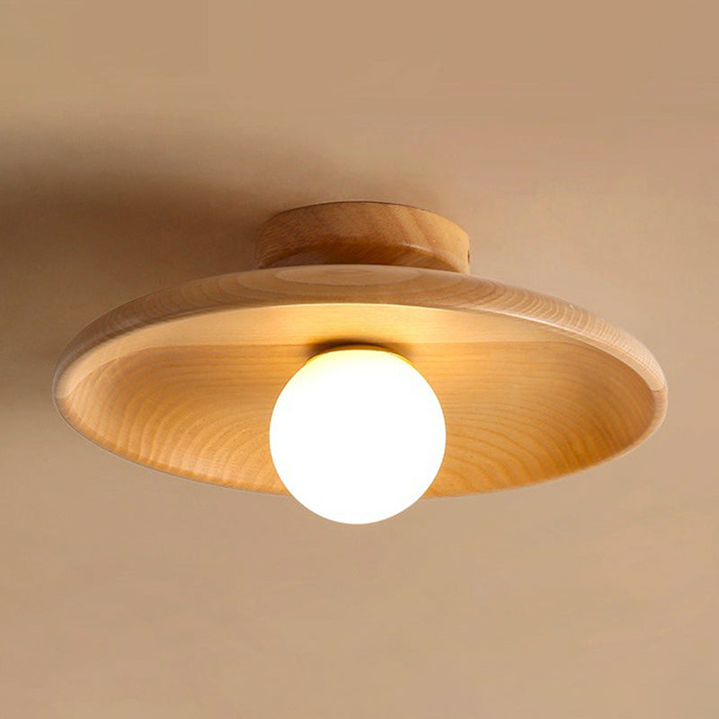 Moderne Holz-Deckenleuchte | Minimalistische Halbeinbauleuchte
