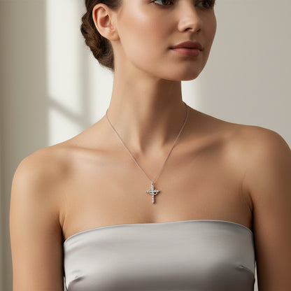 Halskette Damen Kreuz Anhänger Krone Gold Silber Schmuck