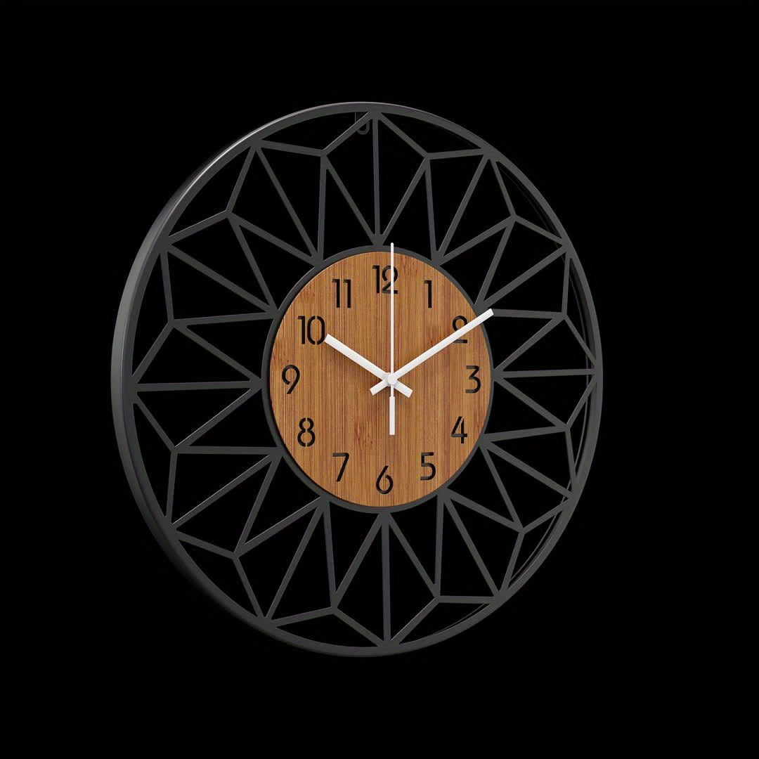 Orologio da Parete Moderno in Metallo | Design Centrale Effetto Legno