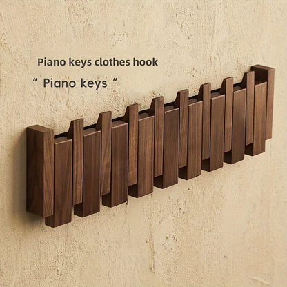 Ganchos de Pared de Madera | Perchero Plegable con Diseño de Teclas de Piano