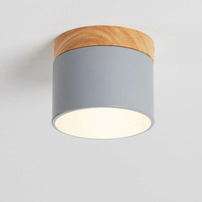 Skandinavische Macaron LED-Deckenleuchte | Holz-Akzent Aufbaustrahler