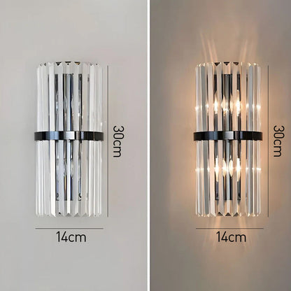 Lumină de perete din cristal | Aplica modernă de lux din oțel inoxidabil