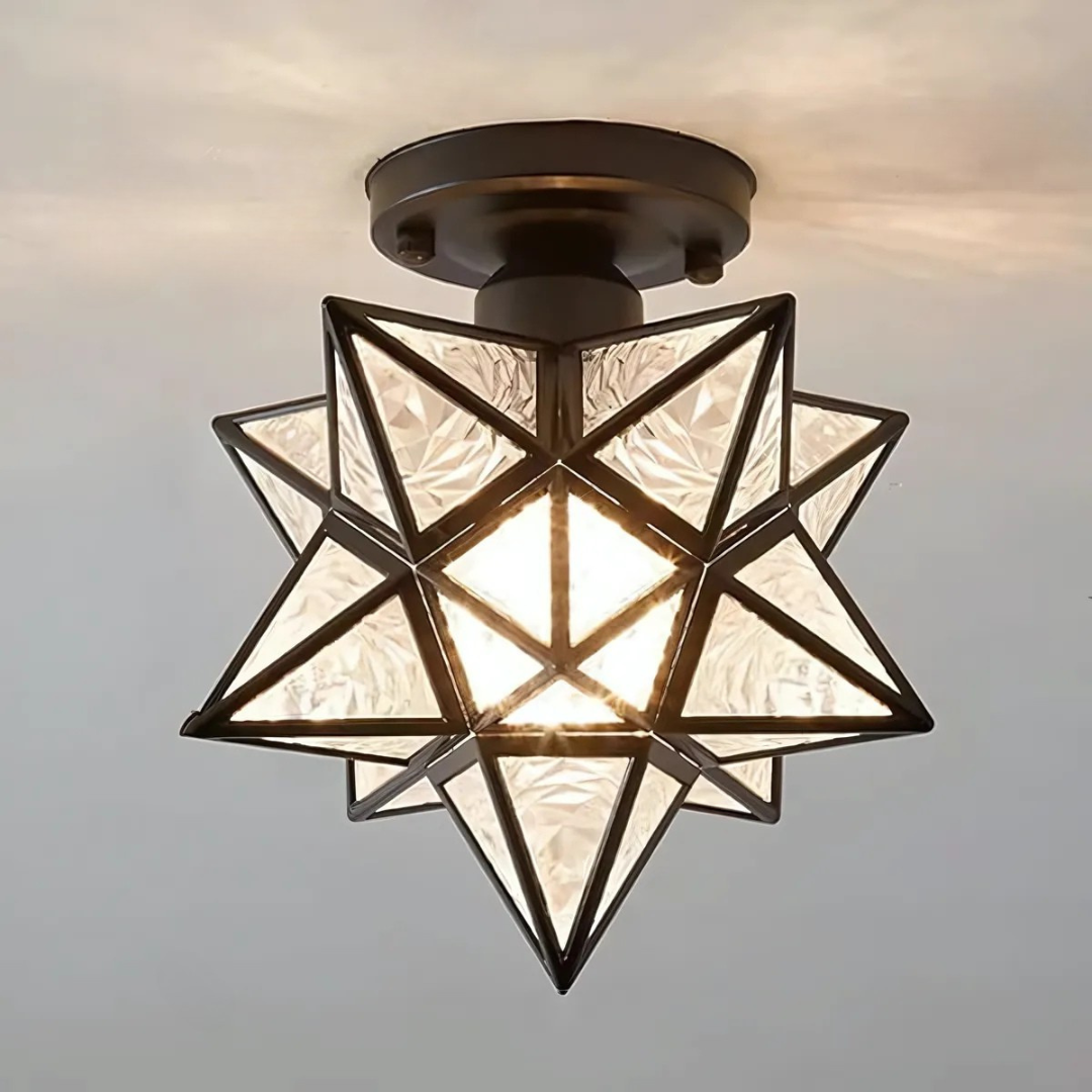 מנורת תקרה LED של Xelio | אור כוכב גאומטרי אלגנטי