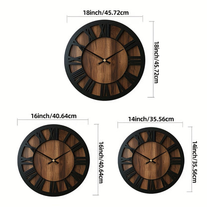 Reloj de Pared Vintage de Madera | Diseño con Números Romanos