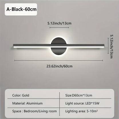 Luxe LED Mirror Wall Light | Minimalist Black & Gold Wall Lamp