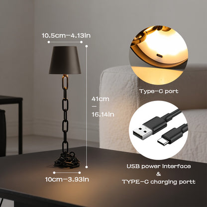 Moderne Tischlampe mit Kettengliedern | Wiederaufladbare LED-Leuchte mit Berührungsschalter