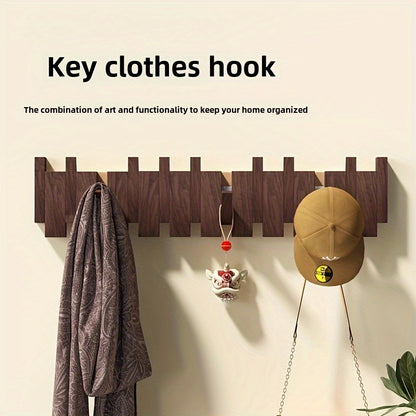 Ganchos de Pared de Madera | Perchero Plegable con Diseño de Teclas de Piano