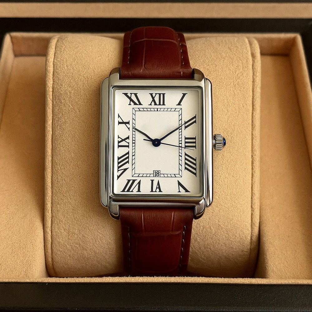 Orologio da uomo classico da sera quadrato analogico stile retrò
