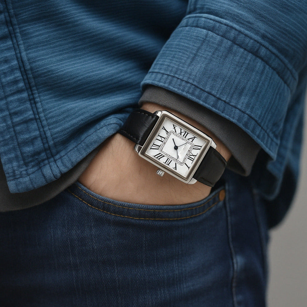 Orologio da uomo classico da sera quadrato analogico stile retrò
