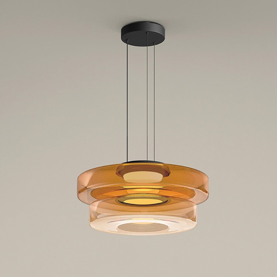 Bauhaus Glas-Pendelleuchte | Moderne geschichtete LED-Hängelampe