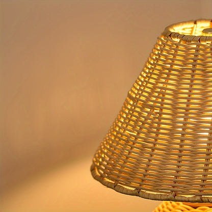 Schreibtischlampe aus Bambusgeflecht | USB-betriebenes Boho-Akzentlicht