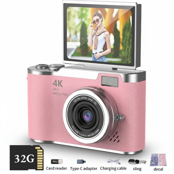 Digitalkamera 4K Vendeskærm 48MP 8X Zoom Kompakt Foto Video