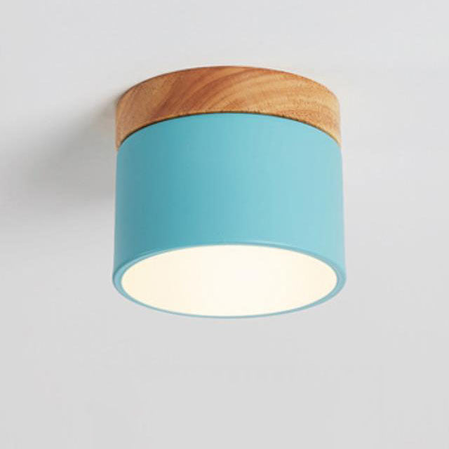Skandinavische Macaron LED-Deckenleuchte | Holz-Akzent Aufbaustrahler