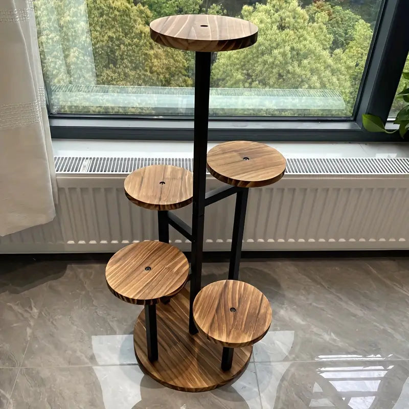 Verdura | 6-stufiges rundes Pflanzenregal | Holz