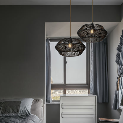 Abajur de Corda de Papel Tecido à Mão | Design Natural Moderno