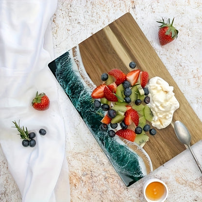 Tagliere in resina Wave | Tagliere per formaggi e portata in legno di acacia ispirato all'oceano