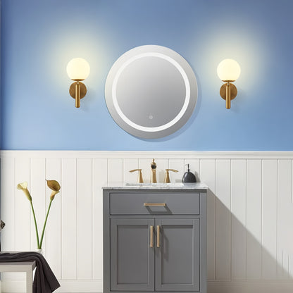 Moderne glasglobevæglampe | Poleret metal halvindbygget armatur
