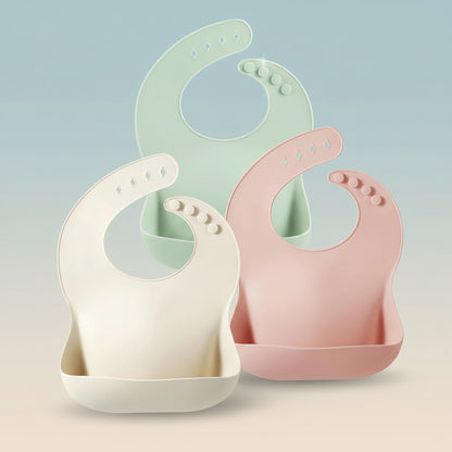 Bavaglino per Bambino in Silicone Regolabile Impermeabile per la Pappa