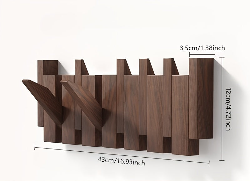 Ganchos de Pared de Madera | Perchero Plegable con Diseño de Teclas de Piano