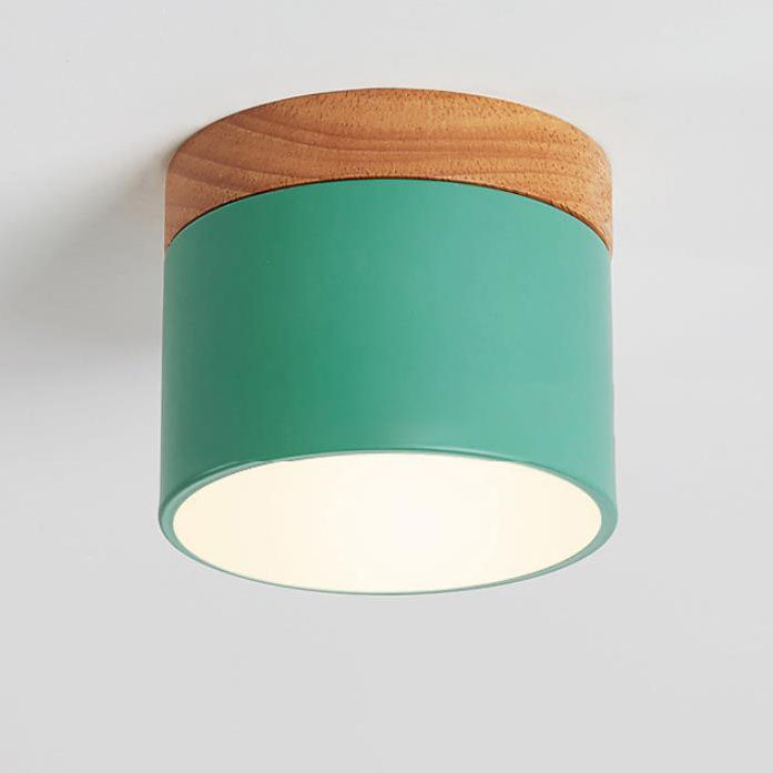 Skandinavische Macaron LED-Deckenleuchte | Holz-Akzent Aufbaustrahler