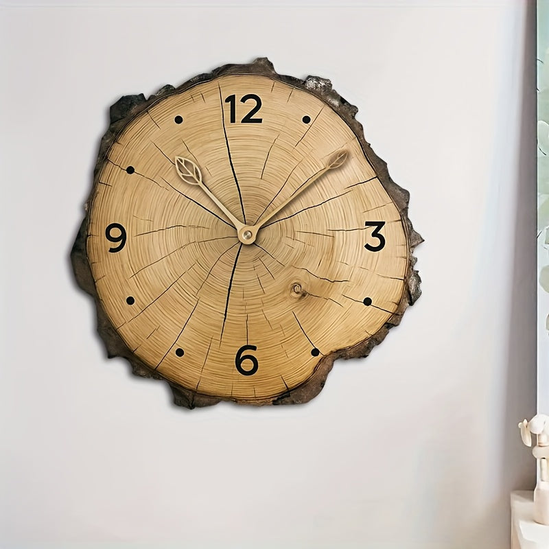 Relógio de Parede em Fatia de Madeira Rústica | Decoração de Casa com Design de Tronco Natural