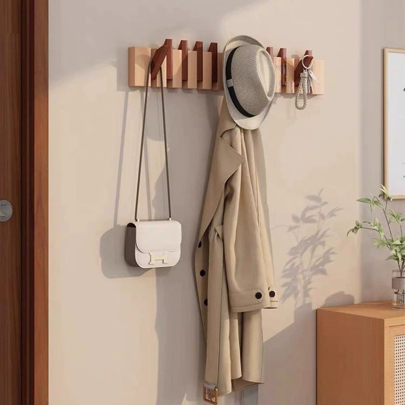 Ganchos de Pared de Madera | Perchero Plegable con Diseño de Teclas de Piano