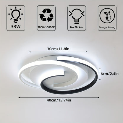 Moderne LED loftslampe | Swirl sort og hvid design