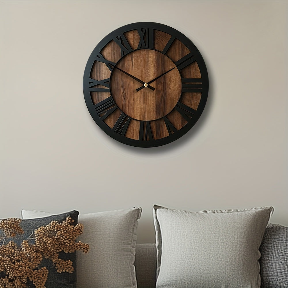 Reloj de Pared Vintage de Madera | Diseño con Números Romanos