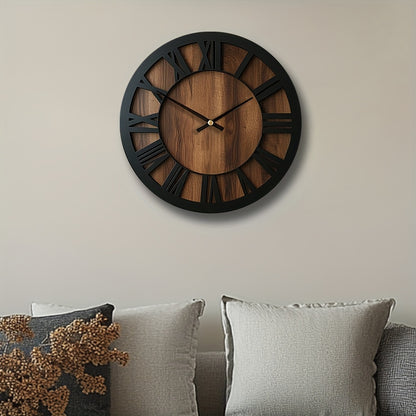 Reloj de Pared Vintage de Madera | Diseño con Números Romanos