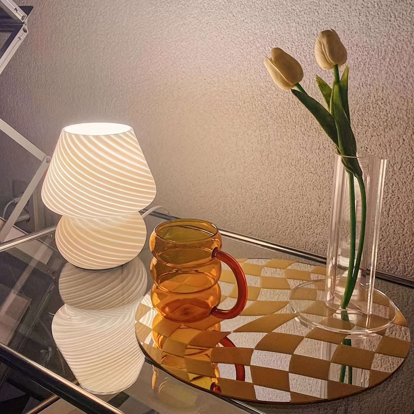 Lampă din sticlă în stil Murano | Lumină de masă cu USB dimabilă