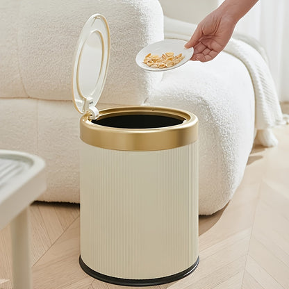 Lixeira Oval de Luxo | Contentor de Resíduos com Tampa de Pressão e Balde Duplo Interior