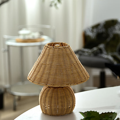 Schreibtischlampe aus Bambusgeflecht | USB-betriebenes Boho-Akzentlicht