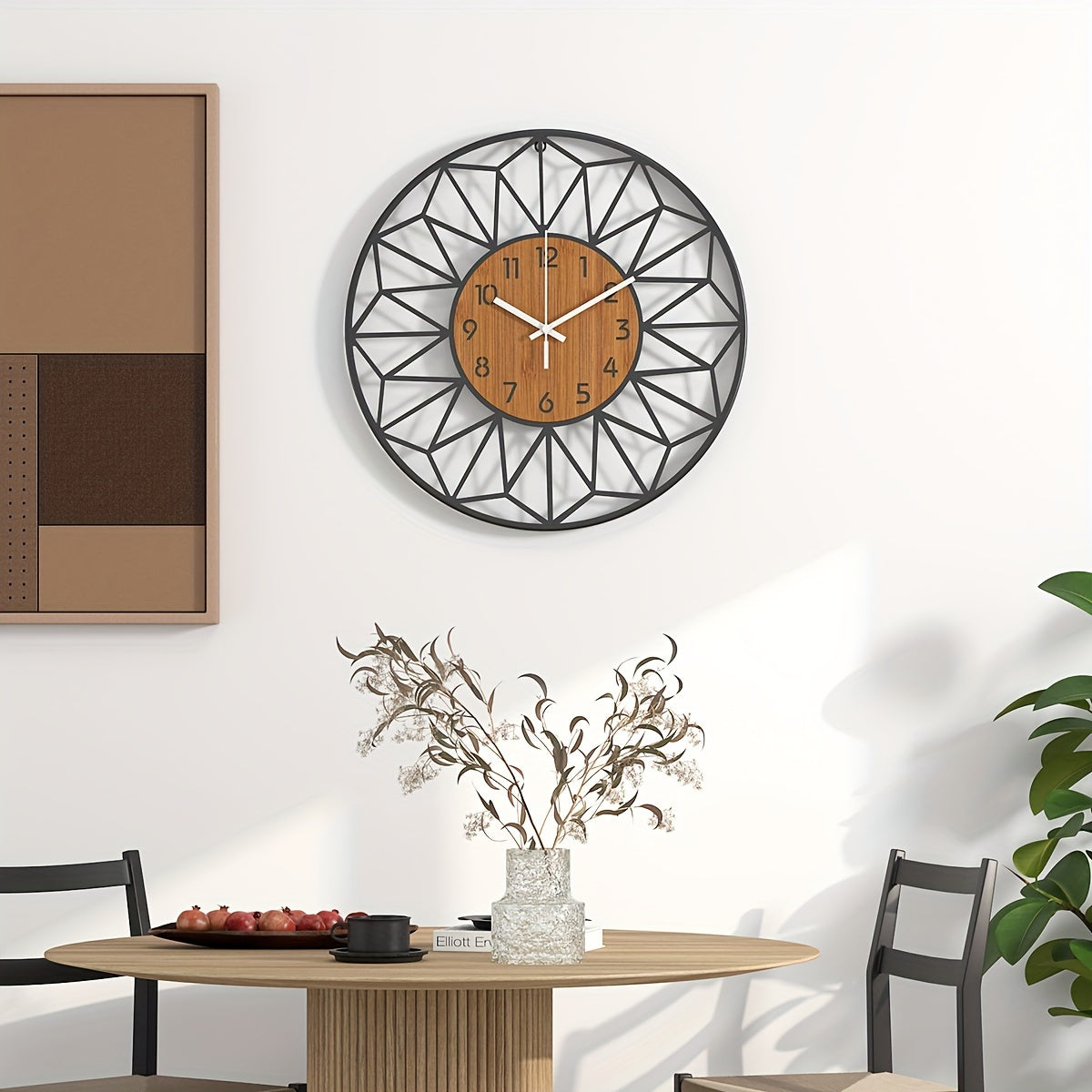 Orologio da Parete Moderno in Metallo | Design Centrale Effetto Legno