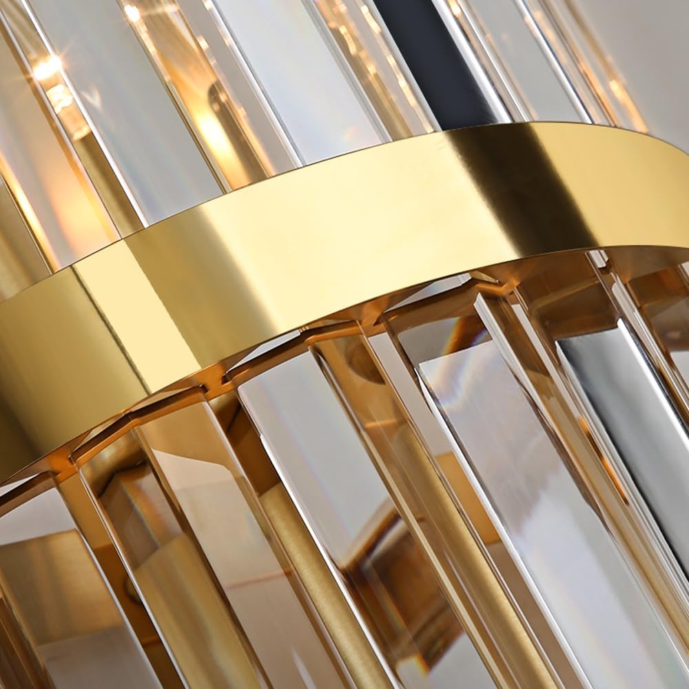 Lumină de perete din cristal | Aplica modernă de lux din oțel inoxidabil