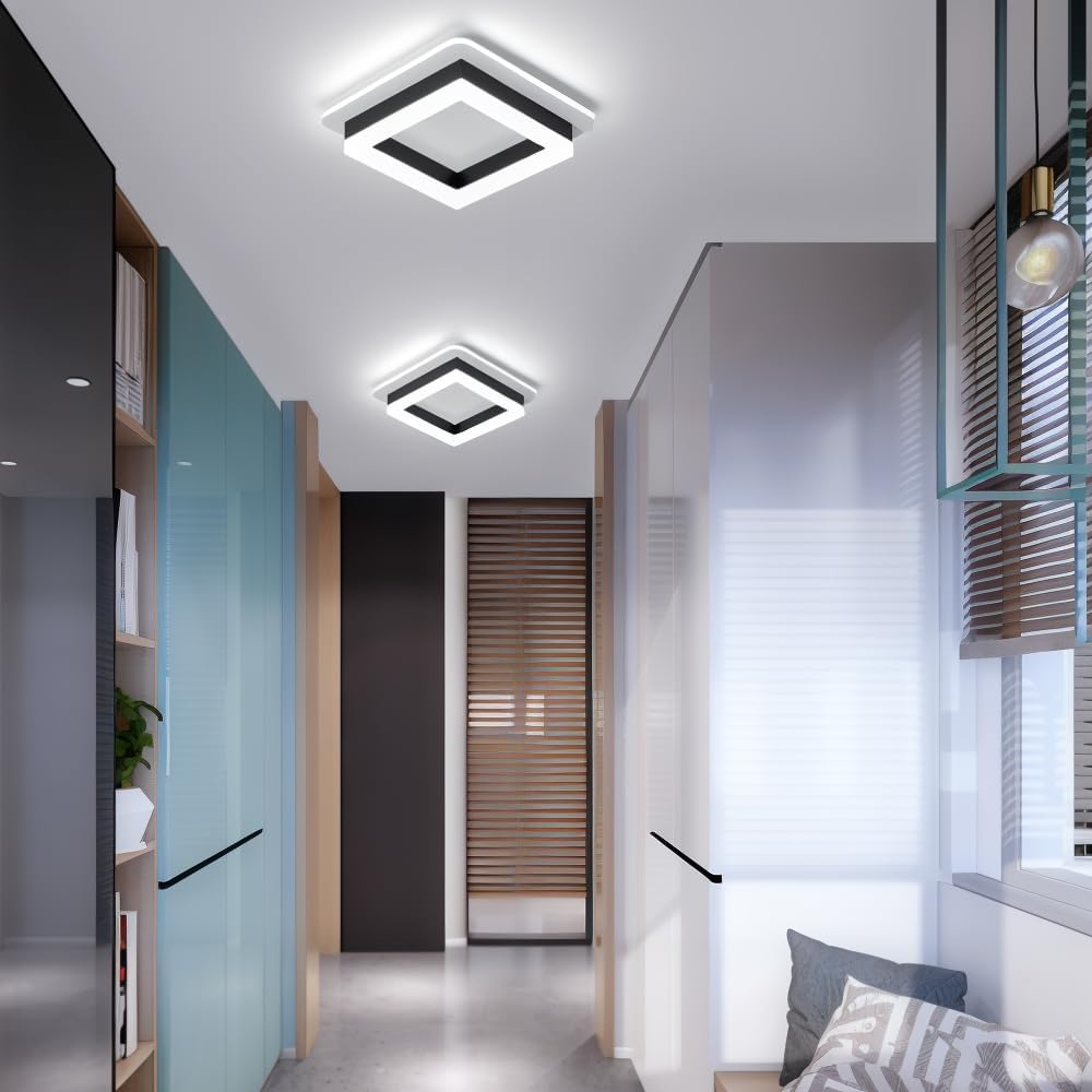Lumină LED pătrată pentru tavan | Corp modern montat la nivelul plafonului