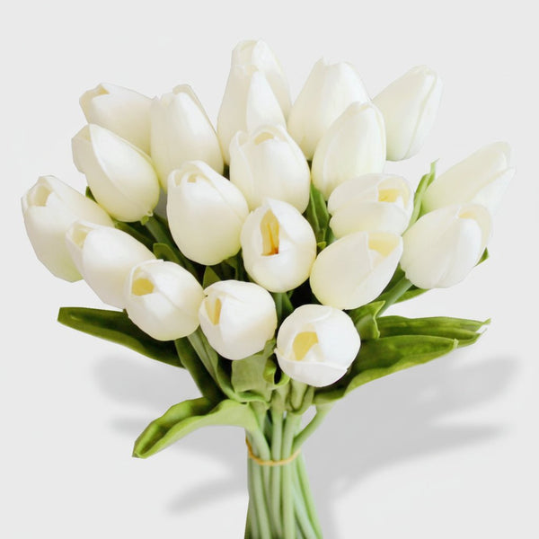Mors Dag Kunstige Blomster Tulipan Buket Med Ægte Følelse PU Stilke
