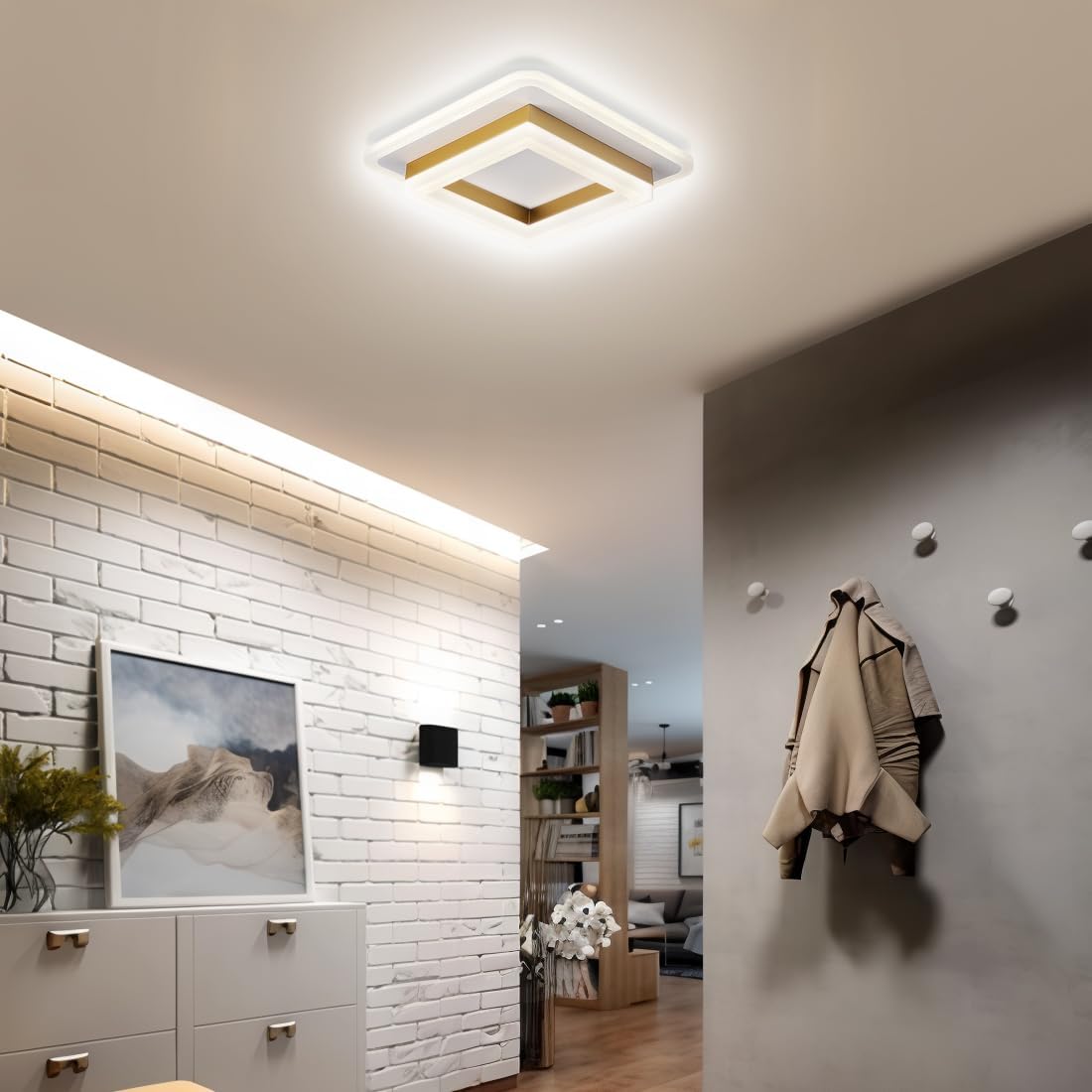 Lumină LED pătrată pentru tavan | Corp modern montat la nivelul plafonului
