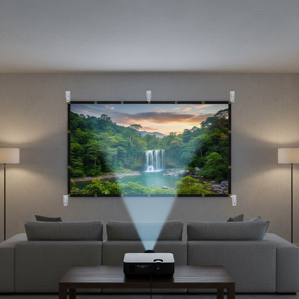 Pantalla de proyector portátil de 120 pulgadas para películas al aire libre con visualización HD