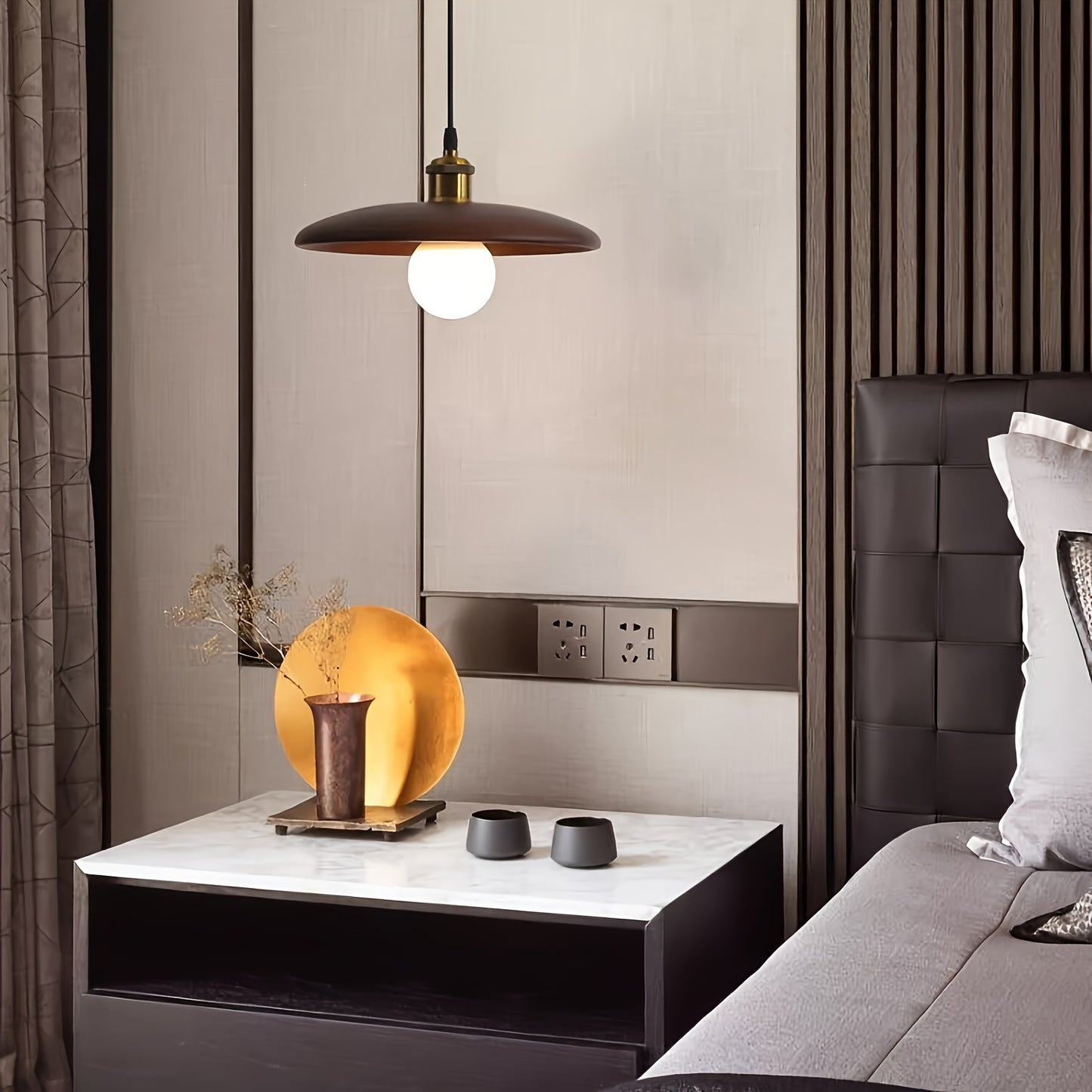 Lustră suspendată din lemn masiv modern nordic | Lampă de tavan scandinavă